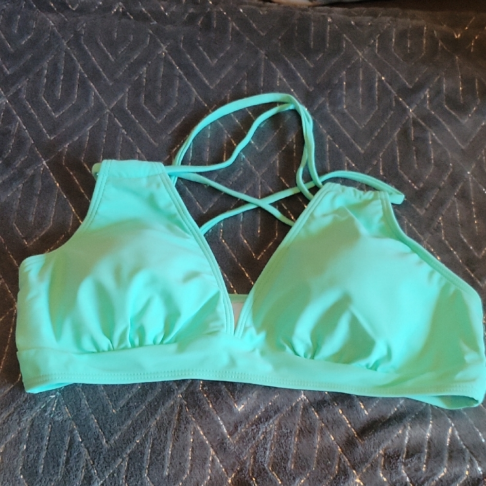 Aqua Strappy Bikini Top